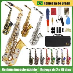 SLADE-Saxofone Alto com Case, Profissional Sax Eb, E Corpo Latão Plano, Instrumento de Sopros, Reed, Sax Peças e Acessórios - Image 1