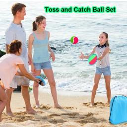 Raquete de praia de plástico com bola de velcro, brinquedos esportivos ao ar livre, jogo externo Toss and Catch Paddle, Perfect Beach Playground Sets - Image 2