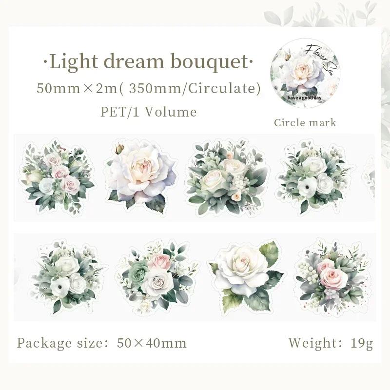 Fitas de Mascaramento Washi Japonesas, Flores, Cenário, Rosa, Diário, Planejador, Adesivo DIY, Fita PET, Diário, Scrapbooking, 2m por Rolo - Image 1