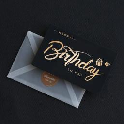 Cartão com envelope para presente de aniversário, convites de folha preta e dourada, cartão postal Desejos, Bênção Cartões de Mensagem, Cartões de Luxo - Image 6