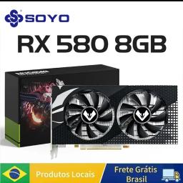 Soyo amd radeon rx580 8g placa gráfica gddr5 placa de vídeo hdmi dvi pcie3.0x16 jogos gpu rx 580 placas componentes do computador - Image 3