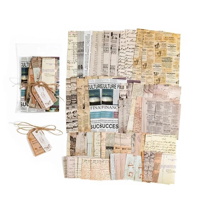 Kit de Combinação de Materiais Vintage para Scrapbook e DIY - 100 Peças de Papel de Fundo Retro para Álbum de Fotos e Colagens