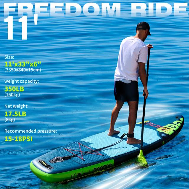 Conjunto Completo de Stand Up Paddle Inflável com Paddle de 6 Polegadas e Acessórios para Surf Esportivo Aquático