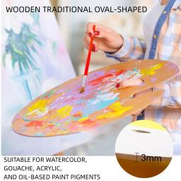 11.2 "X 7.9" Paleta De Tinta De Madeira Com Thumb Hole Wood Oil Paint Palette Artista Palete para Art Supply - Image 4