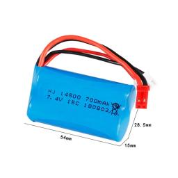 Bateria Recarregável LIPO, 7.4V, 700mAh, 14500, FT007, Barco RC, Lancha rápida, Syma F1, FX059, Aeronave 2s - Image 6