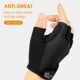 West biking luvas de ciclismo de meio dedo antiderrapante motocicleta mtb luvas de bicicleta de estrada dos homens esporte fitness bicicleta luvas sem dedos - Image 3