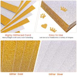 Glitter Paper Cardstock para projetos DIY, A4, Scrapbook, artesanato, aniversário, prata, 10pcs - Image 4