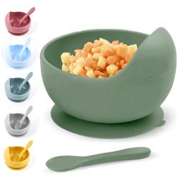 Tigela de silicone auto-alimentada para crianças, tigela de caracol, otário infantil anti-queda com colher, talheres de alimentação para bebê - Image 1