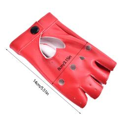 1 par punk curto luvas de couro sintético feminino metade dedo sem dedos luvas moda senhora bonito preto luvas - Image 6