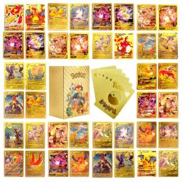 Pokémon Pikachu Collection Cards, Ouro, Prata, Preto, Colorido, Vmax, GX, Vstar, Espanhol, Inglês, Francês, Alemão, Toy Gift, 27-110Pcs - Image 2