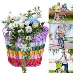 Handwoven cesta dianteira de bicicleta com Bell e Tassel adesivos, guidão frontal ajustável, acessórios de bicicleta para crianças e adultos - Image 2
