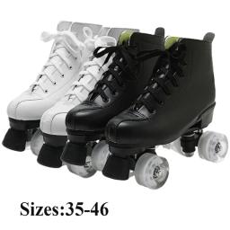 Sapatos de patins unissex, couro microfibra, borracha PU, 4 rodas, patinação deslizante, treinamento esportivo, homens e mulheres adultos - Image 1