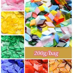 Mosaico de vidro manchado de mica, forma de diamante, mosaico fazendo telhas para a arte do enigma, lâmpada artesanal DIY, acessórios de mesa, 200g - Image 1