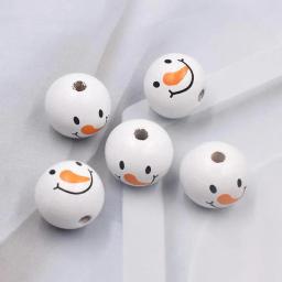 Boneco de neve Rodada Contas De Madeira para DIY, Artesanato Artesanal, Beading Ornamento, Cabeça Barriga, Natal, 10 PCs, 20 PCs, 30PCs - Image 3