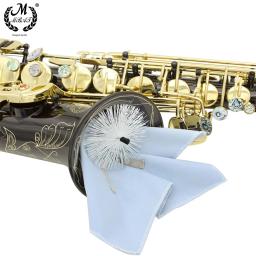 Pano de limpeza para saxofone com escova de cabeça, pano para alto tenor soprano sax cotonete, acessórios para instrumentos musicais de sopro - Image 1