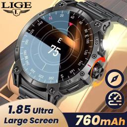 2025 nova bússola militar relógio inteligente masculino 1.85 "hd tela grande freqüência cardíaca bluetooth chamada à prova dwaterproof água smartwatch reloj inteligente - Image 1
