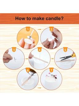 Kit De Fabricação De Vela De Algodão De Baixa Fumaça, Suportes De Pavio Pré-Cera, 60 Pontos De Cola, Cera De Abelha De Soja, Adulto Fazendo Velas, 15cm, 6 polegadas, 100Pcs - Image 4