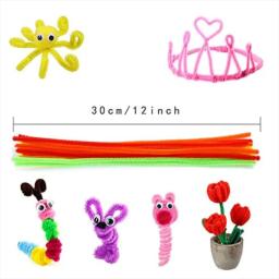 Chenille Pipe Cleaner Sticks para Crianças, Quebra-cabeça DIY, Artesanato Criativo, Decorações de Projetos, Hastes de Arte para Crianças, 6mm x 12 Polegadas - Image 3