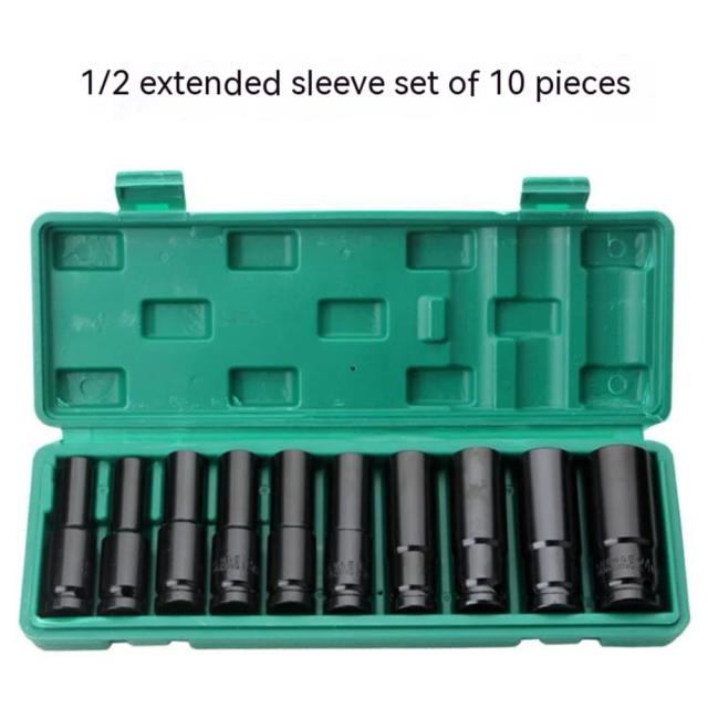 Kit Completo de Soquetes de Impacto Profundos com Estojo - 10 Peças Métricas 6 Pontos de 8mm a 24mm para Remoção de Pneus - CR-V