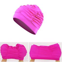 Boné de natação de nylon elástico para mulheres, cabelo comprido, chapéu de banho, cortina elástica, piscina de praia, turbante aquático à beira-mar, novo - Image 5