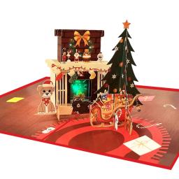 3D Pop Up Natal Saudação Cartões De Papel De Presente, Luz LED, Som Gravável, Personalizado, Atacado - Image 2