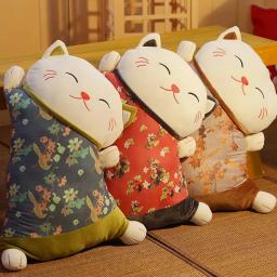 Travesseiro de gato da sorte estilo japonês, decoração de casa, sofá, costas, escritório, assento, cintura, macio, pelúcia, boneca, presente - Image 2