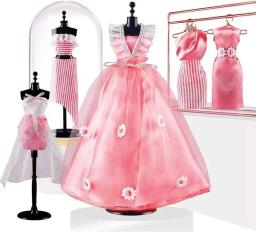 Diy moda designer kits crianças design de vestido artesanato fazendo kit requintado boneca vestido fazendo conjunto com manequim meninas presente aniversário - Image 4