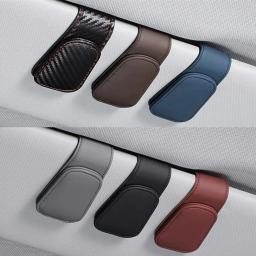 Universal Car Auto Sun Visor Eyeglass Hanger Suporte de óculos de couro Clipe magnético multifuncional Acessórios de armazenamento de automóveis - Image 1