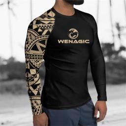 Manga comprida Rash Guard Surfing Mergulho Ternos dos homens, Proteção UV Calças Justas, Rashguard, Swim Float Suit, Natação Camiseta, Roupas de Surf, Novo - Image 5