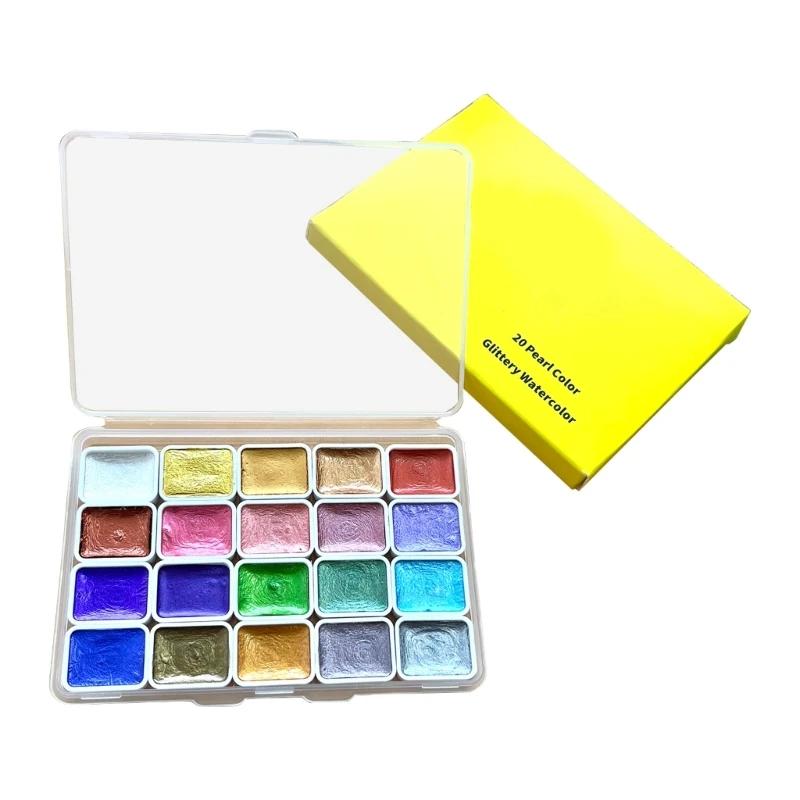 20/42/60 cores tintas aquarela sólidas com brilho para pintura tecido papel 896C - Image 1