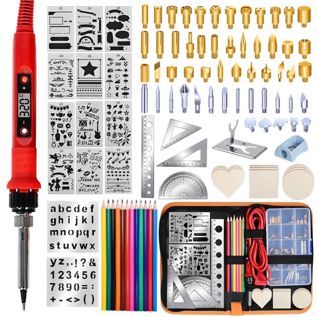 Kit Completo de Ferramentas para Pirografia e Artesanato com 53 Peças - Ideal para Esculpir Alfabeto, Símbolos, Gravações e Soldagem