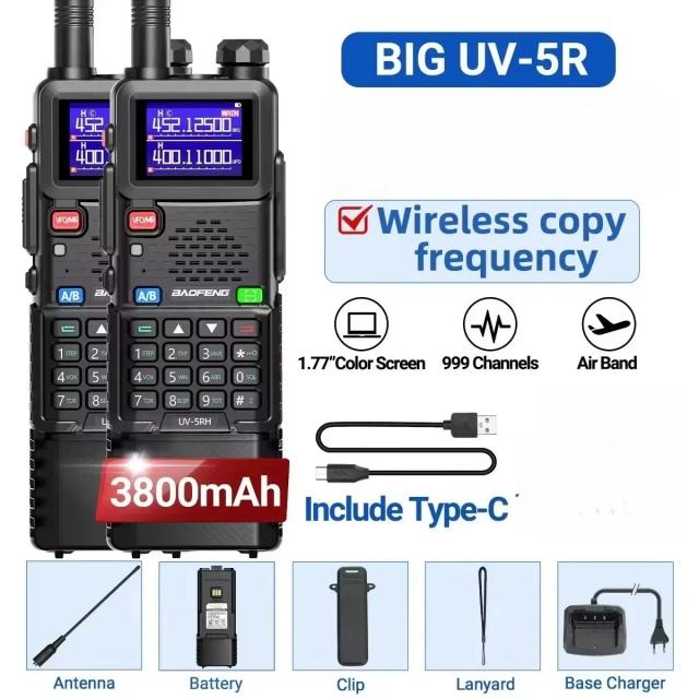 Baofeng UV-5RH Rádio Amador 10W Bluetooth Programação Telefone 3800mAh