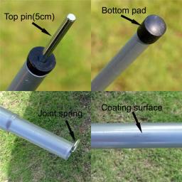 Pólos de lona ajustáveis com lâmpada, Acessórios para barraca suspensa, Dobrável Outdoor Camping Toldo Rod, Suporte dobrável, Pole Sticks, 2m - Image 4