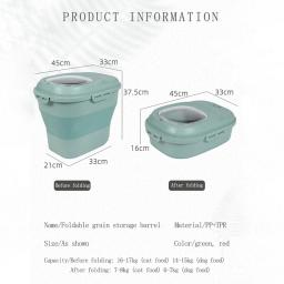 Recipiente de armazenamento de alimentos para cães de estimação dobrável 23l saco de caixa de comida de gato seco selo à prova de umidade com copo de medição gatinho produtos de maca - Image 2