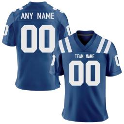 Personalizado branco azul camisa de futebol americano para homens mulheres jovens crianças personalizado impresso nome da equipe número sportwear fãs presente - Image 2