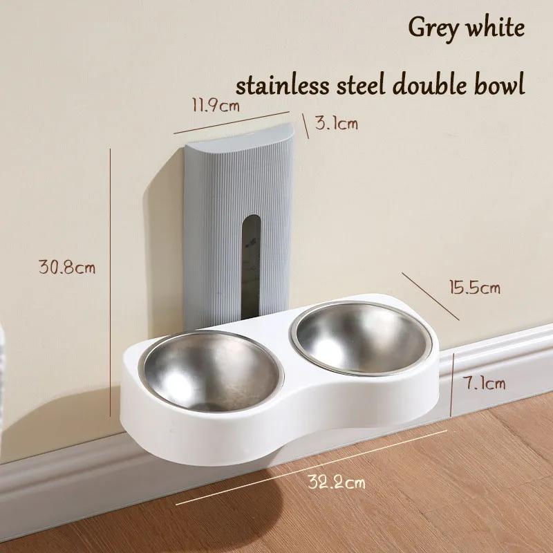 Tigela Dupla De Parede Para Animais De Estimação, Aço Inoxidável Alto, Dispensador De Água De Gato, Alimentador De Cães, Altura Ajustável, Bacia De Alimentos De Gato - Image 1