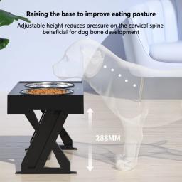 Alimentador de aço inoxidável para cão e gato, elevação de água, mesa de jantar, duplo dobrável e ajustável, antiderrapante Pet Supplies - Image 3