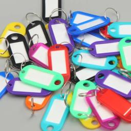 10-100 etiquetas de chave de plástico resistente com janela de etiqueta de anel dividido para kit de chaveiro diy nome numerado etiquetas de bagagem - Image 3