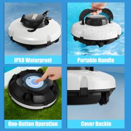 Limpador de piscina robótico sem fio, IPX8 impermeável, motor duplo, sucção forte, estacionamento automático, tempo de execução a 120 minutos - Image 6