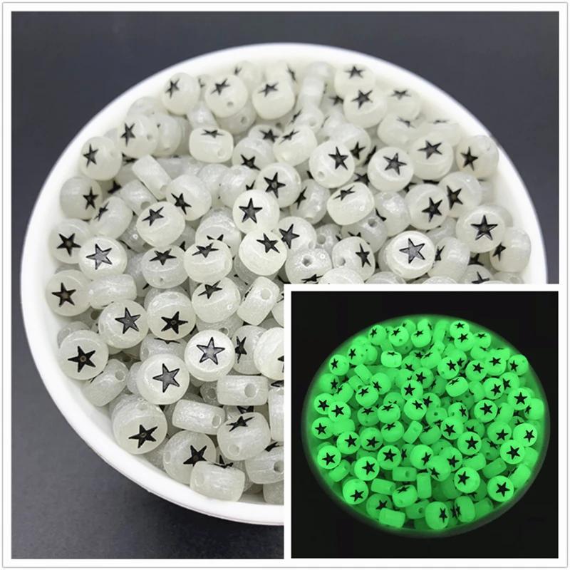 100 pçs/lote 7mm contas de letras luminosas forma oval acrílico espaçador contas para fazer jóias diy encantos pulseira colar acessórios - Image 1