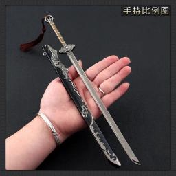 Chinês famoso Metal espada Artesanato Ornamentos, grande liga de zinco, Ancient Tang, Faca Horizontal, Home Acessórios Decoração, 30cm - Image 3