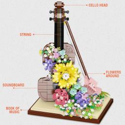 Criativo Piano Violino Bloco De Construção, Mini Instrumento Musical DIY, Modelo De Montagem De Flor Eterna, Presente De Aniversário Infantil - Image 6
