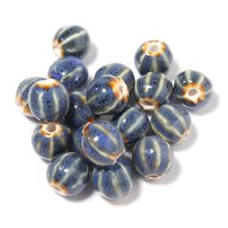 Contas de cerâmica redondas para pulseira, acessórios de jóias artesanais, cor abóbora, solto, tamanho do buraco 2,3mm, 10 pçs/lote - Image 4