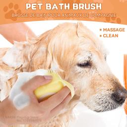 Escova de banho para cães com cerdas de borracha Pet Massage Shampoo Dispenser Escova de silicone macia Ferramenta de higiene para cães e gatos Chuveiro - Image 3