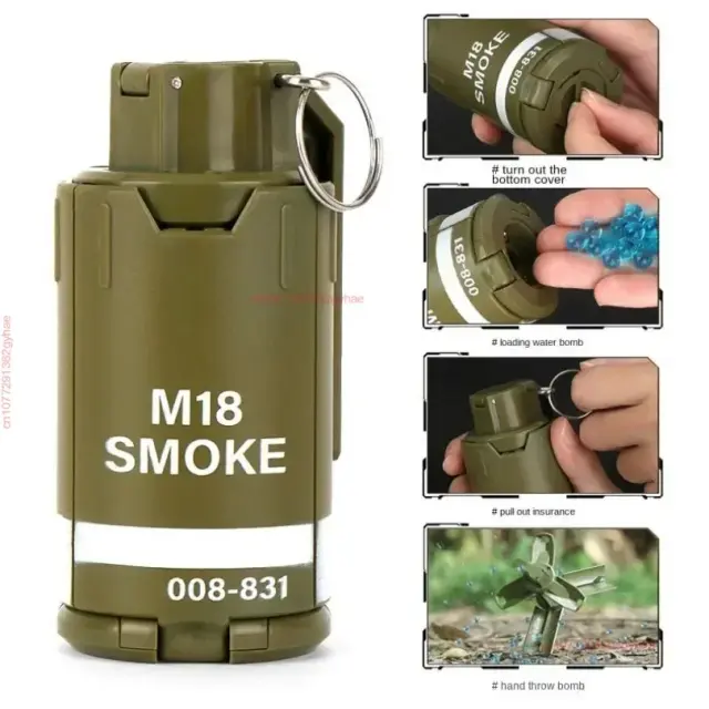 Brinquedo Militar Realista M18 com Fumaça Explosiva de Água - Presente Engraçado para Adultos e Crianças