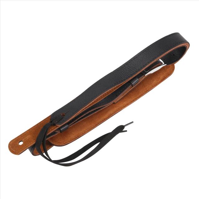 Correia de Guitarra Elétrica em Couro e Metal com Fivela Ajustável e Almofada de Ombro - Vintage Preta e Durável