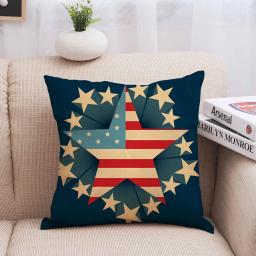 Estrela americana travesseiro caso 45x45 cm algodão linho capa de almofada cintura travesseiro caso sala estar cadeira sofá decoração para casa - Image 2