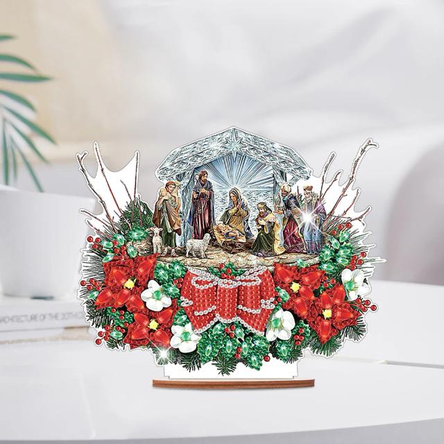 Kits de Ornamento de Pintura de Diamante para Mesa de Madeira com Temática Animal - Decoração de Natal para Escritório e Casa