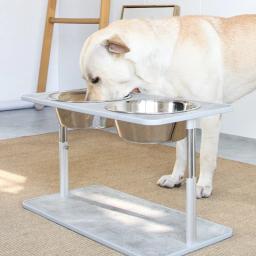 Cão grande alimentadores elevados grande altura animal de estimação comida ajustável bacia de água cães comer bebendo tigelas duplas com suporte - Image 2