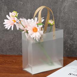 Saco De Presente De Plástico Fosco Com Alças, Tote Translúcido, Saco De Embrulho De Presente De Festa De Casamento, Saco De Pacote De Flores, Moda - Image 2
